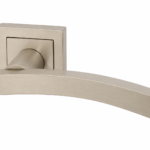 SET OF THREE (6 HANDLES) SQUARE ROSE NICKEL LEVER DOOR HANDLES BRAND NEW HAFELE.
