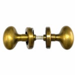 Pair of Oval Knob Solid Brass Door Turn Handles Rustic Heavy French Antique Styl
