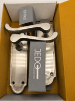 Jedo Collection Lever On Plate Door Handles Satin Chrome Pair - Frelan Hardware