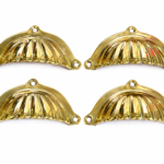 4 x Set Brass Cast Drawer Pull Handle Fluted Sunrise Scallop Antique Style