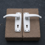 Pair of, 2 Pairs available, White / Cream Mid Century Leaver Door Handles, VGC