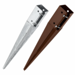 Fence Post Spike Support Holders Drive Down Brown Galvanised Stakes Garden Gate