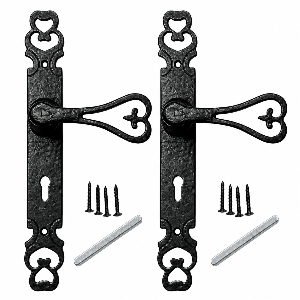 dfb1519d-430d-471a-9766-a2fa13586ef1 Black Antique Classic Isabella Lever Lock / Latch Door Handle Set with Fixings - Image 1