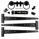 Side Gate Fixing Kit Ring Latch Brenton Bolt Tee Hinge 10" (3) Garden Gate Black