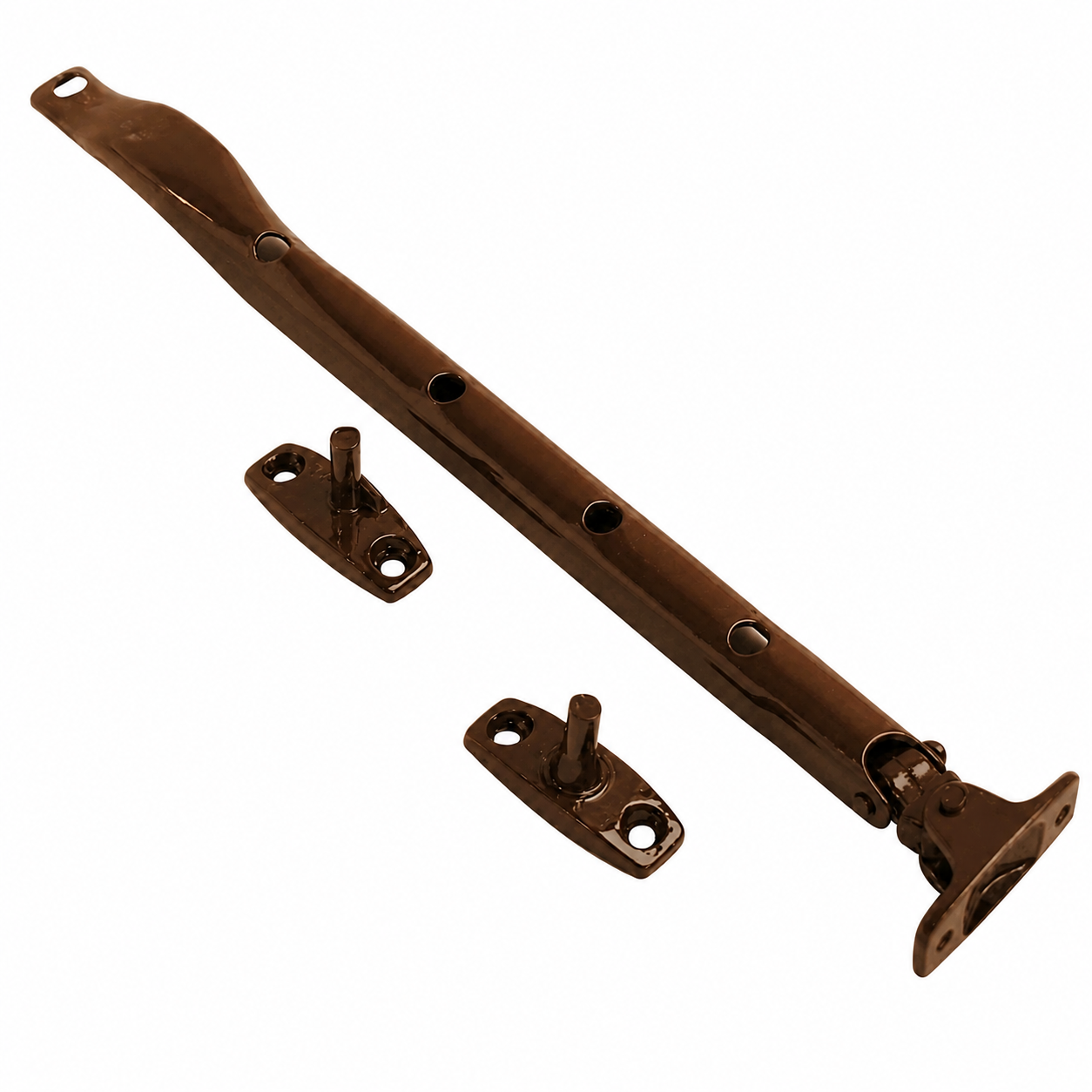 f5f70db5-2c5f-4a2c-959f-459c502244fd Window Casement Stay 10 inch Brown Wooden Frame Casement Arm Stay Latch Catch - Image 1