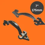 Black Antique Cast Iron Door Pull Handles 7" 175mm Heavy Fleur de Lys Ornate - Image 2