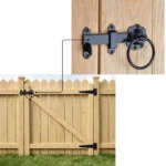 Plain Ring Gate Latch Door Catch Heavy Duty 6” Black BZP Galvanised With Fixings - Image 2