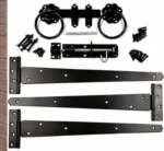 Side Gate Fixing Kit Ring Latch Brenton Bolt Tee Hinge 12" (3) Garden Gate Black