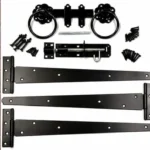 Side Gate Fixing Kit Ring Latch Brenton Bolt Tee Hinge 12" (3) Garden Gate Black