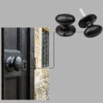 Cast Iron Black Door Knobs Mortice Oval Sprung Heavy Duty Antique Oval Pair - Image 2