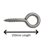 HEAVY DUTY STAINLESS STEEL SCREW IN EYE HOOKS 20mm - 150mm Marine Boat eyes
