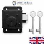 Rim Press Lock 3 x 4 Inch Face Fix Shed Door Lock Black 2 Keys