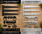 Heavy Duty Garden Gate Hinge & Hardware Set – Galvanised or Standard