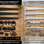 Heavy Duty Garden Gate Hinge & Hardware Set – Galvanised or Standard