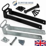 Throw Over Gate Loop Handle Lockable 18" for 3" Wide Field Farm Gates Black/Galv