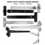 Hook and Band Hinges Heavy Duty Straight Cranked Adjustable Garden Shed Door