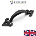 Cast Iron Pull Handle Fleur de Lys 4 5 6 7 Inch Door Gate Shed Antique Black