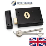 Rim Lock Deadlock Black Surface Mounted Shed Gate Door Security Lock with 2 Keys