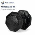 Cast Iron Door Knob 2.5" Octagonal Centre Antique Black Vintage