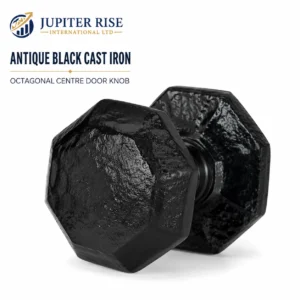 Cast Iron Door Knob 2.5" Octagonal Centre Antique Black Vintage