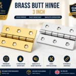 Steel Butt Hinge PAIR Door Cupboard Cabinet 1.5" 2" 2.5" 3" 4" with Screws