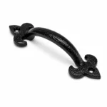 Cast Iron Door Pull Handle Antique Black Fleur de Lys 7" 175mm
