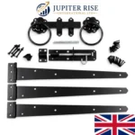 Ring Gate Latch Brenton Bolt 10 Inch Tee Hinges 3 Garden Gate Black