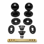 Black Cast Iron Door Knobs Round Oval Octagonal Antique Tudor Rim Mortice