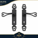 Black Antique Cast Iron Designer Tudor Lever Lock or Latch Door Handle