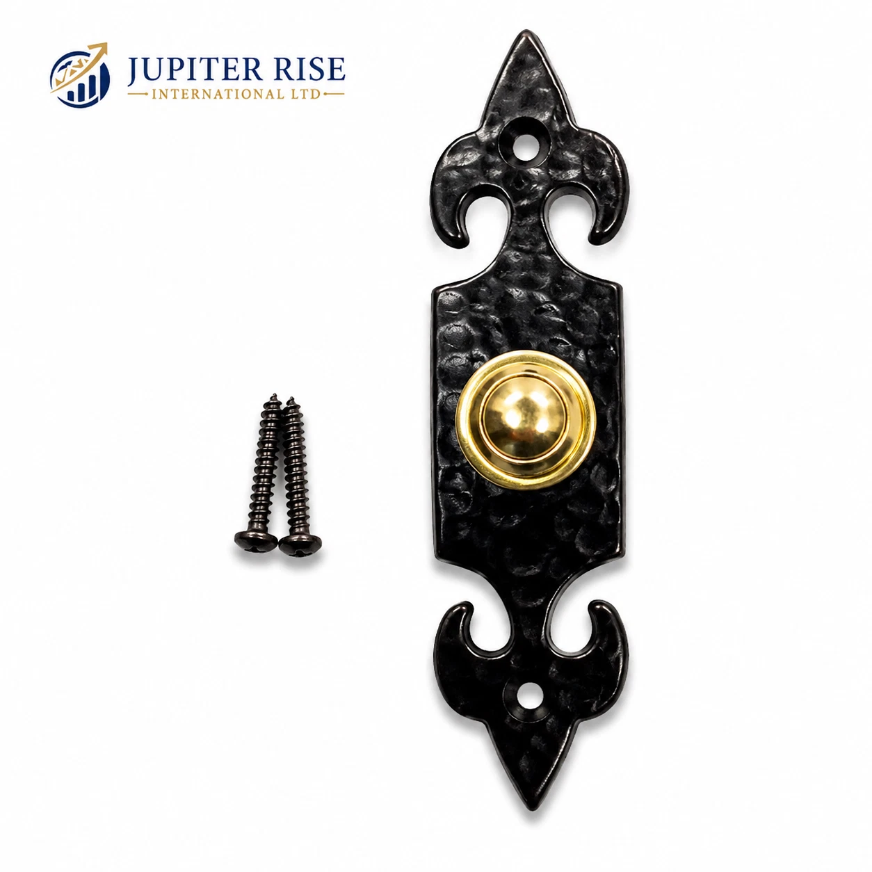 0 Door Bell Push Fleur De Lys Cast Iron 120 x 30mm Black Antique - Image 1