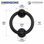Ring Door Knocker 95x100mm Black Antique Cast Iron with Fixings - Image 2