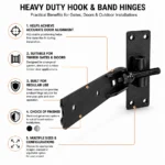 Hook and Band Hinges Heavy Duty Straight Cranked Adjustable Garden Shed Door - Image 2