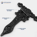 Spear Tee Hinges Pair Black Antique Ornate Gate Door 6" 9" 12" - Image 2