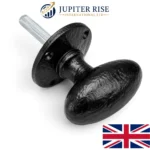 Mortice Door Knobs Oval Black Antique Sprung Cast Iron Pair Heavy Duty - Image 2