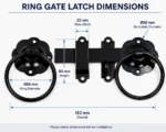 Ring Gate Latch Brenton Bolt 10 Inch Tee Hinges 3 Garden Gate Black - Image 2