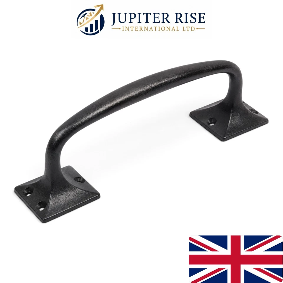 1 Cast Iron Pull Handle Black Antique 10" 12" Pub Style Door Gate Shed - Image 1