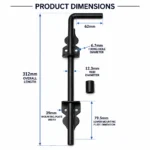 Gate Drop Bolt Heavy Duty 12" Cane Type Black Shed Garage Stable Door - Image 2