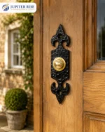 Door Bell Push Fleur De Lys Cast Iron 120 x 30mm Black Antique - Image 2