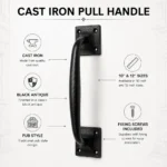Cast Iron Pull Handle Black Antique 10" 12" Pub Style Door Gate Shed - Image 7