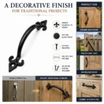 Cast Iron Pull Handle Fleur de Lys 4 5 6 7 Inch Door Gate Shed Antique Black - Image 11