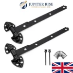 Heavy Reversible Gate Hinge Garage Stable Barn PAIR Galvanised Black Inc Fixings - Image 12