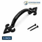 Cast Iron Pull Handle Fleur de Lys 4 5 6 7 Inch Door Gate Shed Antique Black - Image 14