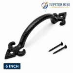 Cast Iron Pull Handle Fleur de Lys 4 5 6 7 Inch Door Gate Shed Antique Black - Image 15