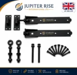 Adjustable Hook & Band Gate Hinges Heavy Duty Shed Door Black Galvanised 10"-36" - Image 3