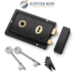 Traditional Rim Lock 6 x 4 Inch with 2 Keys & Screws Shed Gate Door Black Brass - Image 3