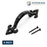 Cast Iron Pull Handle Fleur de Lys 4 5 6 7 Inch Door Gate Shed Antique Black - Image 3