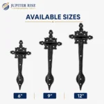 Spear Tee Hinges Pair Black Antique Ornate Gate Door 6" 9" 12" - Image 3