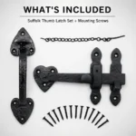 Suffolk Thumb Latch Cast Iron Antique Black 200mm Door Gate Barn Shed - Image 3