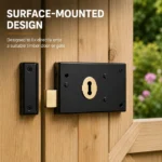 Rim Lock Deadlock Black Surface Mounted Shed Gate Door Security Lock with 2 Keys - Image 3