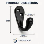 Cast Iron Wall Hooks 5 Pack Vintage Black Coat Robe Towel Hat - Image 3